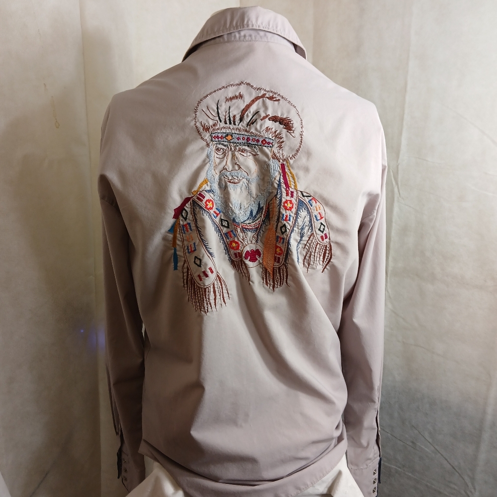 Kennsington Rockin Ranchwear Gray Pearl Snaps Embrodered Western Shirt Men's Lg - Picture 3 of 9